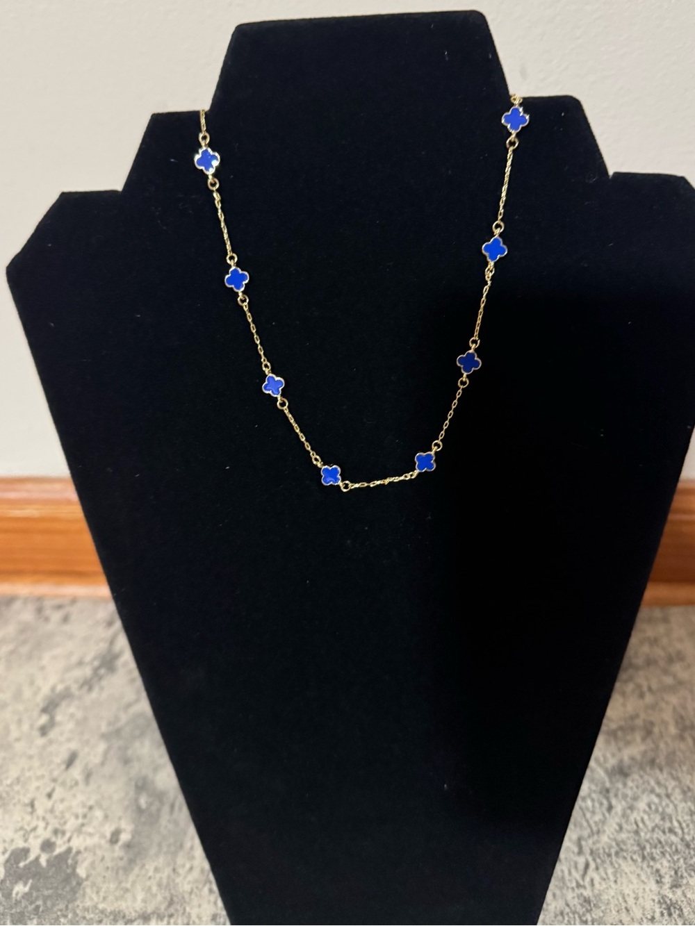 Altar'd State Gold-Tone Necklace with Blue Clover Accents